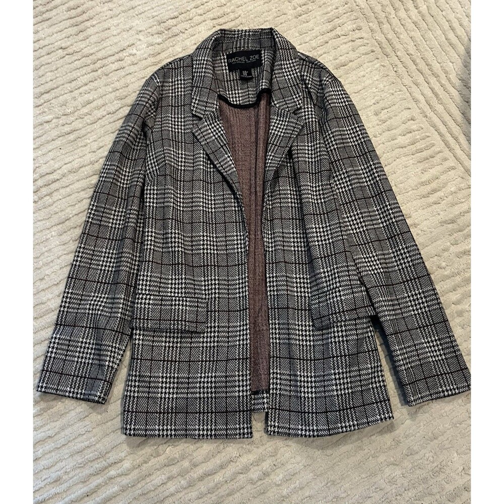 Rachel Zoe Women’s Fall Blazer Size Med Very GUC Jacket Open Front Black White